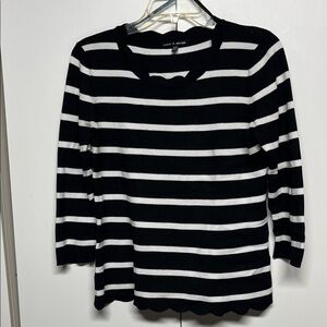 Cable & Gauge Monochrome Striped Knit Top